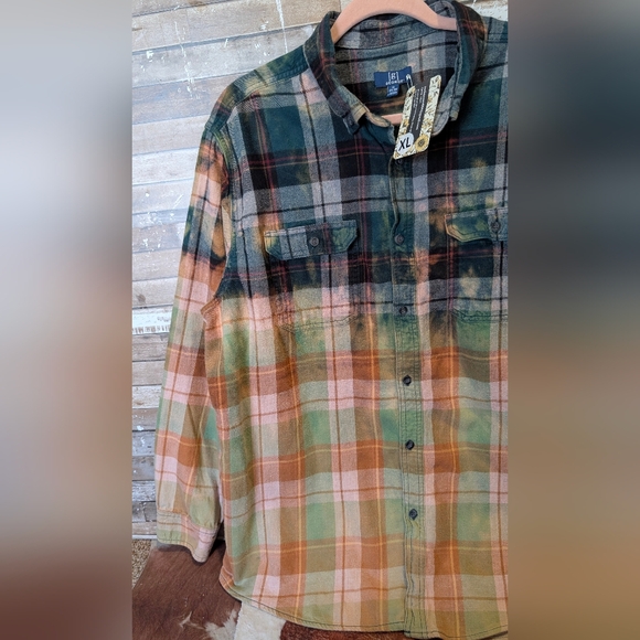 Boho Southwestern Cross Graphic Upcycled Flannel Shirt - Picture 11 of 15